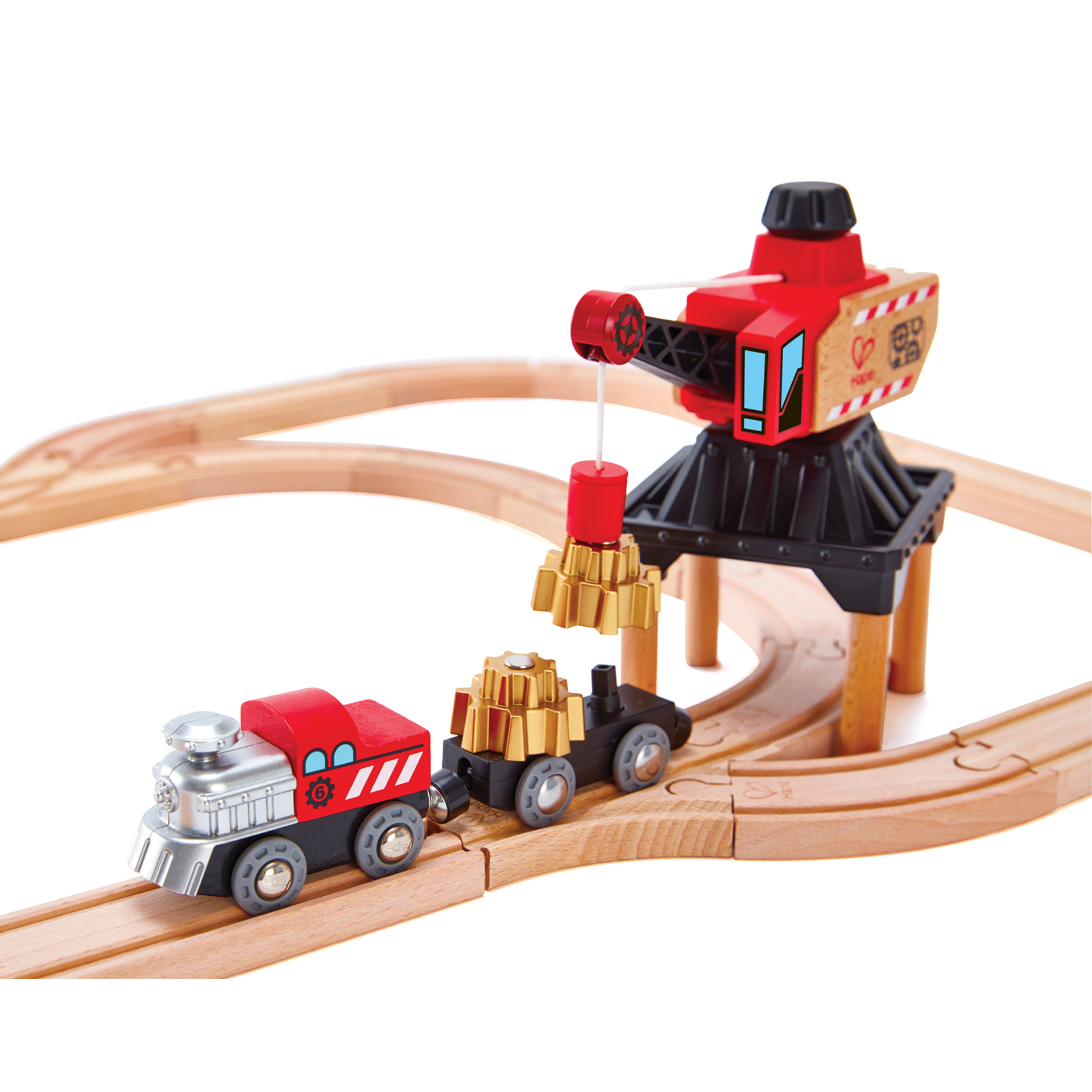 HAPE COGWHEEL ट्रेन | बच्चों के लिए लकड़ी के रेलवे cogwheel इंजन खिलौना ट्रेन