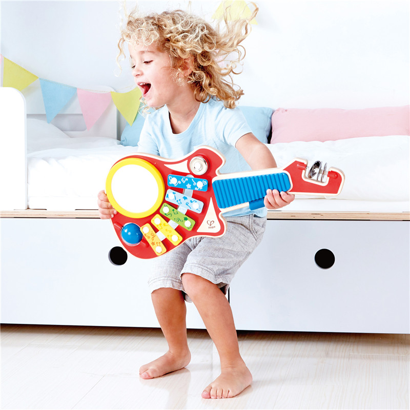 हेप 6-इन -1 संगीत निर्माता | रंगीन 6 उपकरण गिटार आकार का संगीत खिलौना