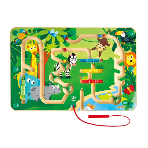 हेप जंगल भूलभुलैया | बच्चों के लिए चुंबकीय लकड़ी जंगल पशु थीम्ड पहेली यात्रा खिलौना