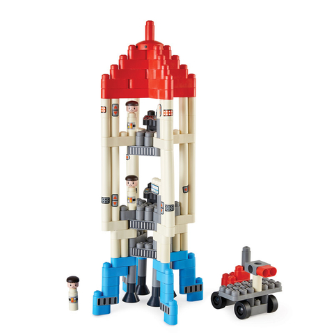 हाप पोलीम एडवेंचर रॉकेट | 138 टुकड़ा भवन ईंट रॉकेट खिलौना मूर्तियों और सहायक उपकरण के साथ सेट करें