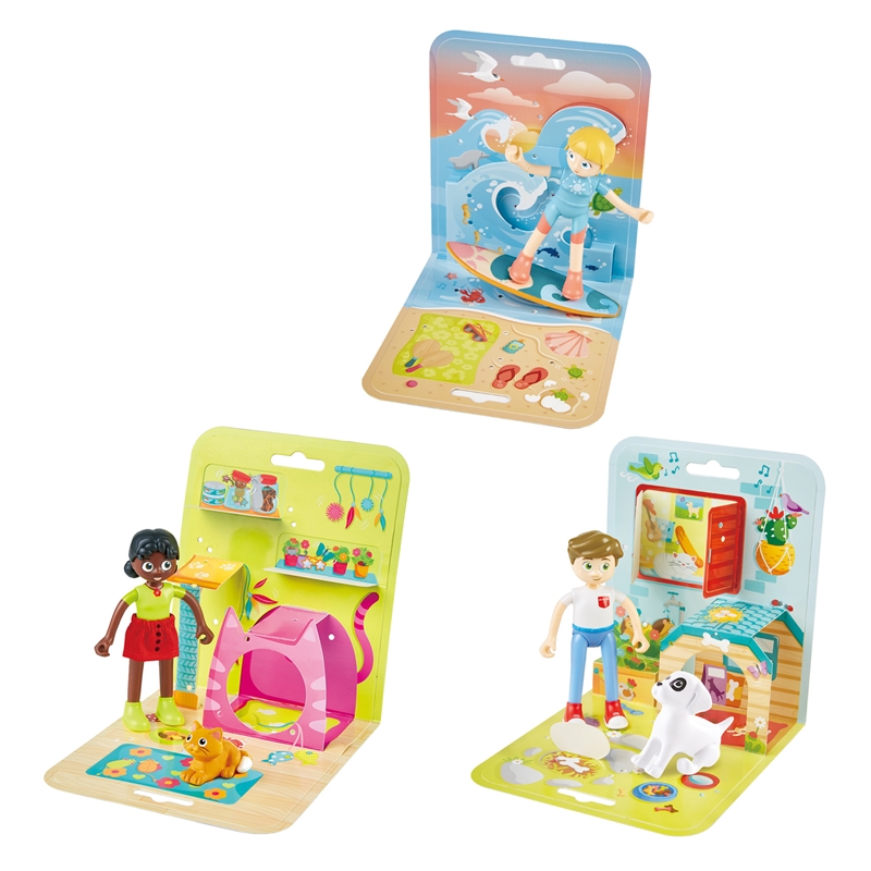 हेप साहसिक बच्चे | बच्चों के लिए 3 डी पॉप-अप कार्ड और पॉज़बल गुड़िया संग्रह, 3 में 3 खिलौना सेट