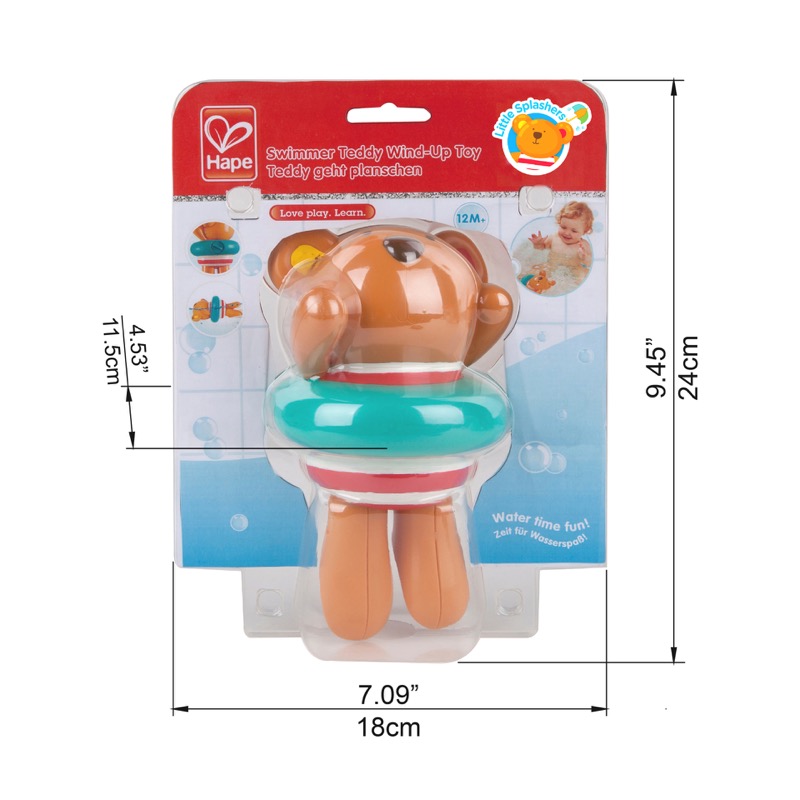 हेप तैराक टेडी | Toddlers के लिए पशु हवा-ऊपर स्नान खिलौना