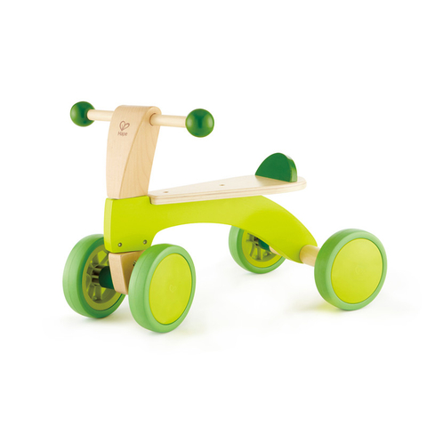लकड़ी की बाइक पर सवारी के आसपास हेप स्कूटर | रबराइज्ड पहियों, उज्ज्वल हरे रंग के साथ टोडलर के लिए चार पहिया लकड़ी के पुश बैलेंस बाइक खिलौना जीतना